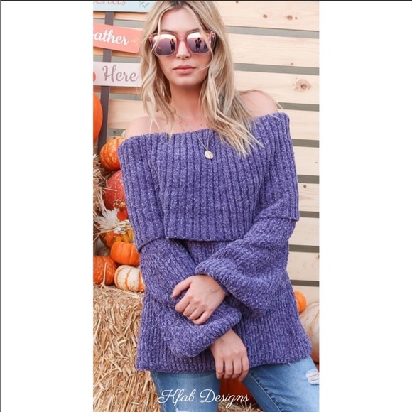 B12💜Amethyst💜Off-shoulder soft sweater2stun! - Picture 4 of 6